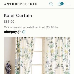 96” Anthropologie Kalei Curtain Panels 3 for $115